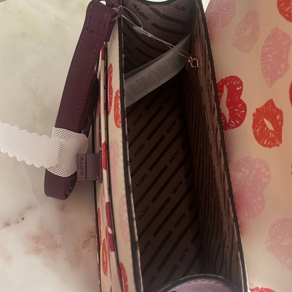 NWT ALDO Valentines Kisses Satchel Crossbody  Bag White Pink Purple - Picture 10 of 12